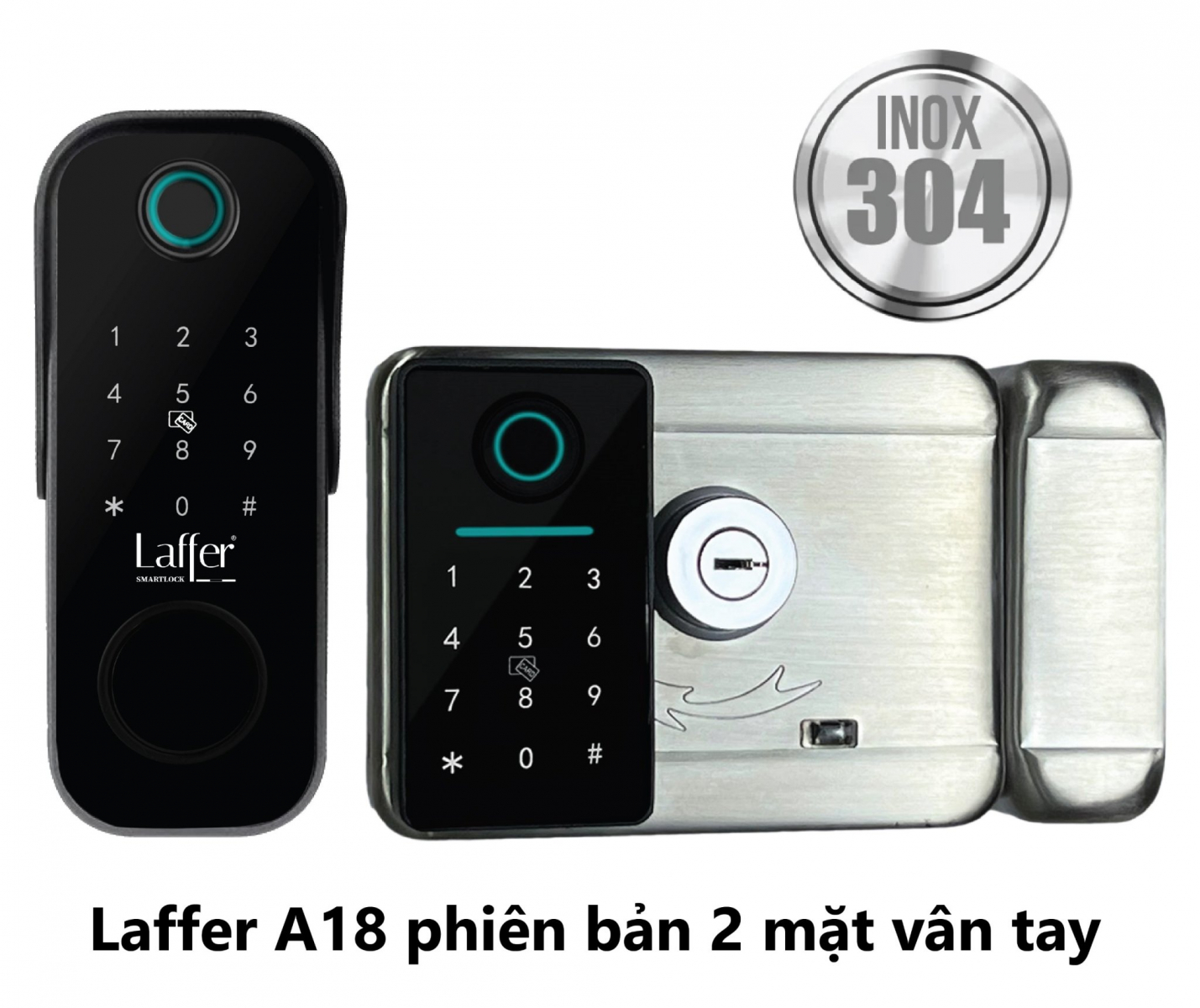 KHOÁ CỬA VÂN TAY CỔNG CHÍNH LAFFER A18 - VÂN TAY 2 MẶT